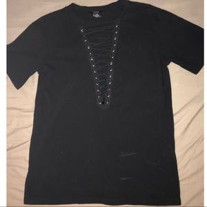 Forever 21 - Black Lace-up Tee